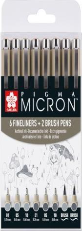 Produktbild Sakura Pigma Micron (Grau, Hellgrau, 8 x)