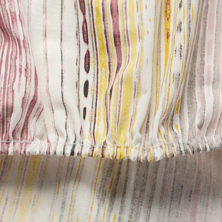 Actual product image Eurofirany Spannbetttuch 140x200 cm, aus Baumwolle, lila, weiss, mit geometrischem Muster, 105 g/m2 DRUCK (140 x 200 x 30 cm)