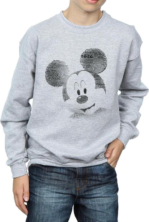 Actual product image Disney Boys Mickey Mouse Text Face Sweatshirt (140, 146)