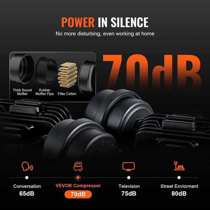 Image du produit Vevor Compressore d'Aria Silenzioso (24 l)