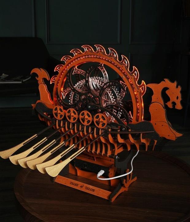 Actual product image Rokr Viking Dragon Ship - 3D wooden construction kit
