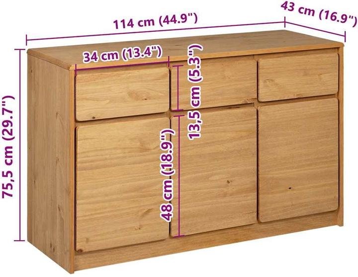 Image du produit vidaXL Sideboard SAUDA aspect chêne (114 x 43 x 75.50 cm)