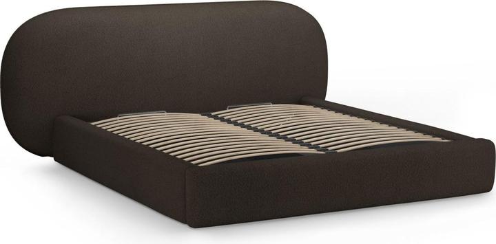 Actual product image Micadoni Boucle Storage Bed with Headboard, "Ovalo", Brown, 234x270x96 Made in Europe (180 x 200 cm)