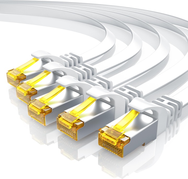 Produktbild Primewire CAT.7 Netzwerkkabel flach - Ethernet Gigabit Lan Kabel RJ45 - Patchkabel - komp. CAT.5 CAT.6 CAT.8 (U/FTP, CAT7, 0.25 m)