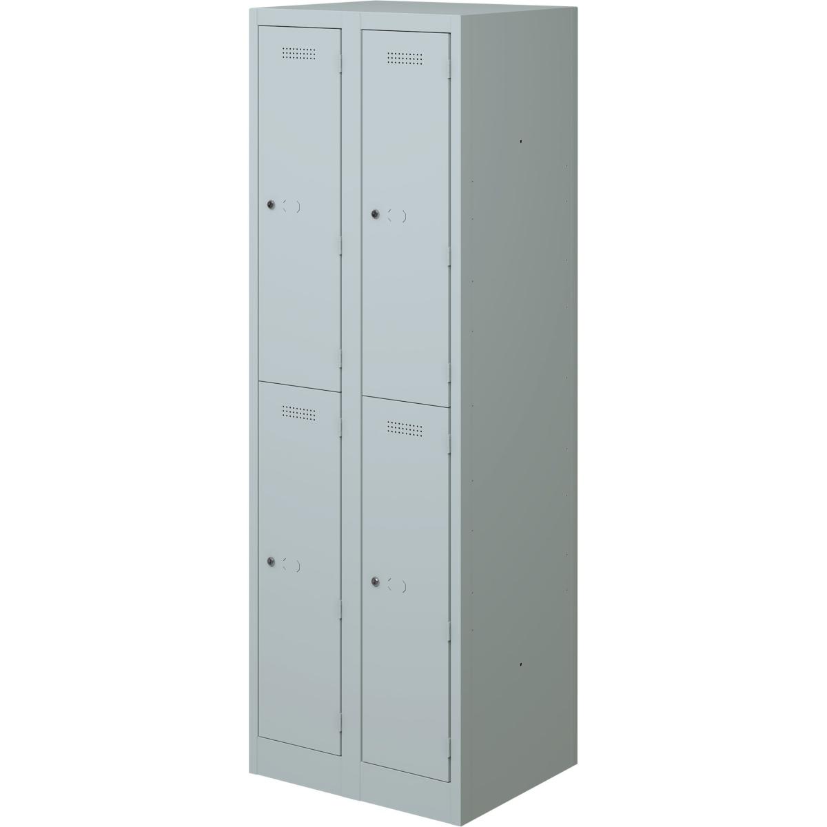 Bisley, Aktenschrank, Spind lichtgrau PL3050D2645, 4 Schliessfächer 60,0 x 50,0 x 180,0 cm