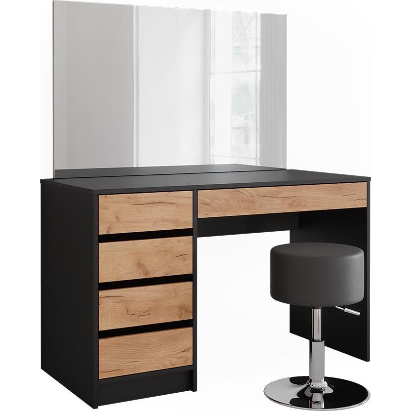 Vicco, Schminktisch, Schminktisch Sherry, Anthrazit/Goldkraft Eiche, 120 x 75 cm mit Spiegel und Hocker (120 x 75 x 55 c...
