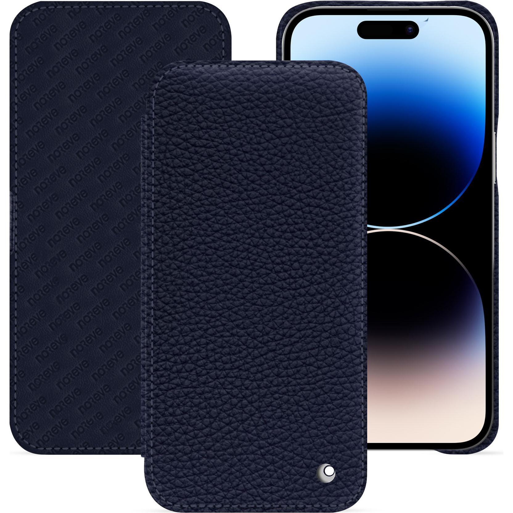 Noreve Lederschutzhülle horizontal (Apple iPhone 15 Pro Max), Smartphone Hülle, Violett