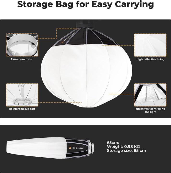 Actual product image K&F Concept 65cm Lantern Bowens Mount Softbox (Soft boxes, 65 cm)
