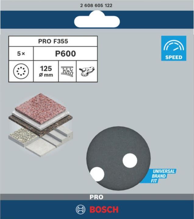 Produktbild Bosch Professional Zubehör PRO F355 Schleifblatt, 125 mm, G600 (600)