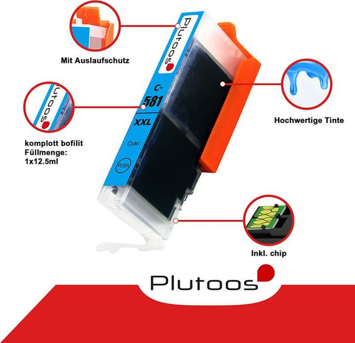 Image du produit Plutoos Cartouche Canon CLI-581 XXL compatible, Cyan 1995 C 001 (C)