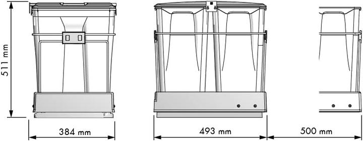 Actual product image Menage Confort Pull-out high-capacity trash bin with guides for kitchen cabinet installation (30 l)