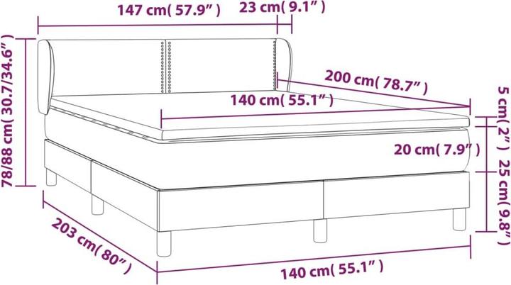 Actual product image vidaXL Boxspringbett (140 x 200 cm)