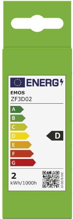 Label énergétique Emos Ampoule LED Filament Candle / E14 / 1,8 W (25 W) / 250 lm / Blanc chaud (E14, 250 lm, 1x)