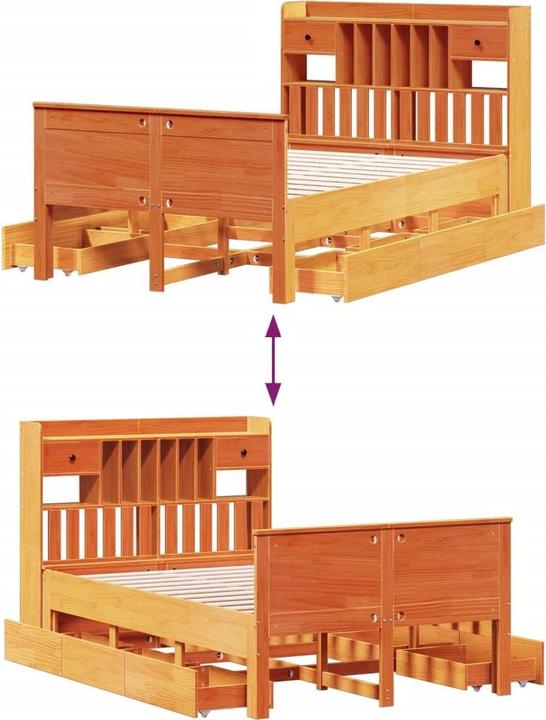 Produktbild vidaXL Bett mit Regal (135 x 190 cm)