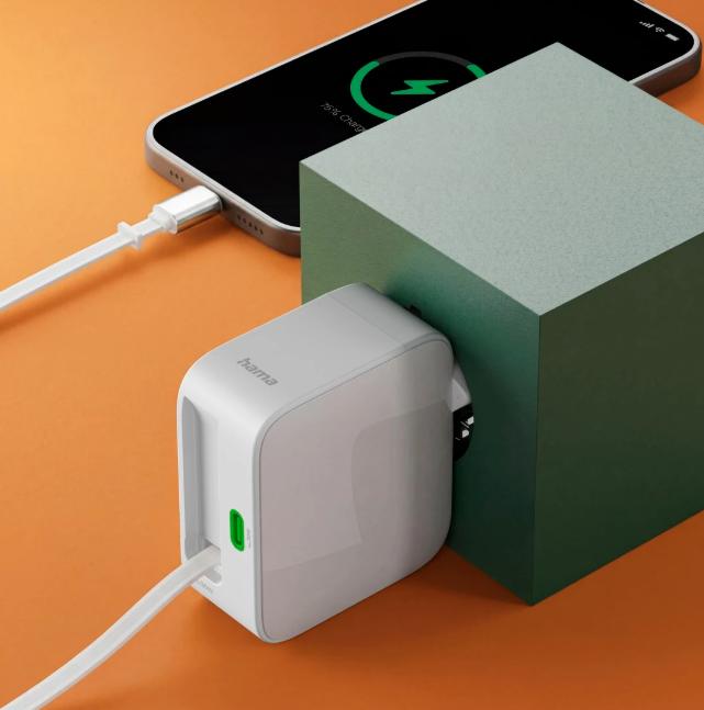 Image du produit Hama Chargeur rapide, GaN, 2x USB-C (30 W, 2 ports)
