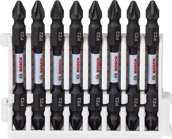 Bosch Professional Zubehör PRO Impact Schrauberbit mit Doppelklingen und Pick and Click-Einsätzen, PZ2, 65 mm, 8-tlg. (Schraubschlitz, Sechskant (hexagonal))