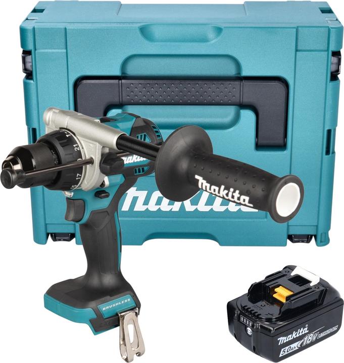 Immagine prodotto Makita DHP 492 T1J Avvitatore a percussione a batteria 18 V 141 Nm Brushless + 1x batteria 5,0 Ah + (Batteria ricaricabile)