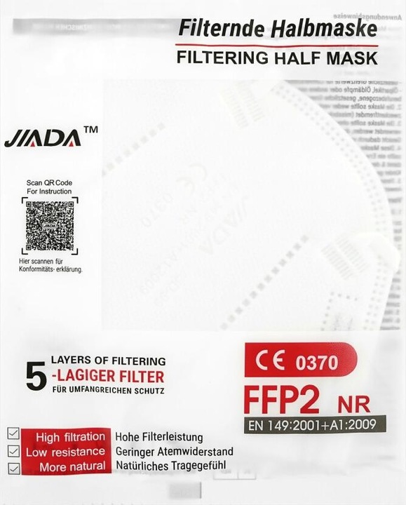 Actual product image Priocare 25x FFP2 NR half filter mask JD-99 (German Packaging) (FFP2, KN95, 25 x)