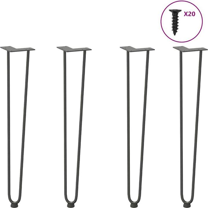 VidaXL Haarnadelbeine 4 Stk. Anthrazit 72 cm Massivstahl Hairpin Tischbein