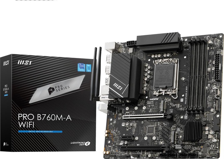 Image du produit MSI PRO B760M-A WIFI (LGA 1700, Intel B760, mATX)