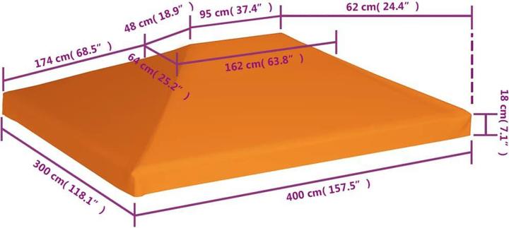 Actual product image vidaXL Pavilion roof 310 g/m² 4x3 m orange (300 cm, 400 cm)