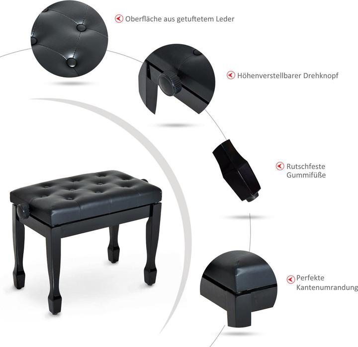Immagine prodotto Homcom Panchina per pianoforte Elegante, robusta, durevole (Sedia da musicista)