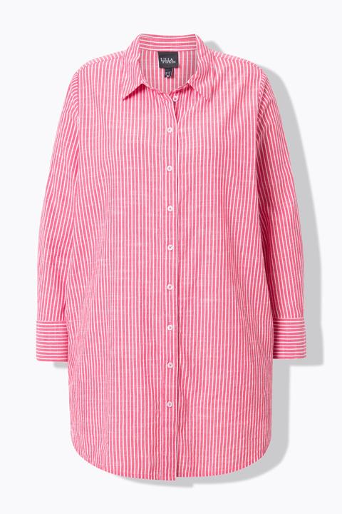 Actual product image Ulla Popken Pinstripe Button-Down Tunic Blouse (60)