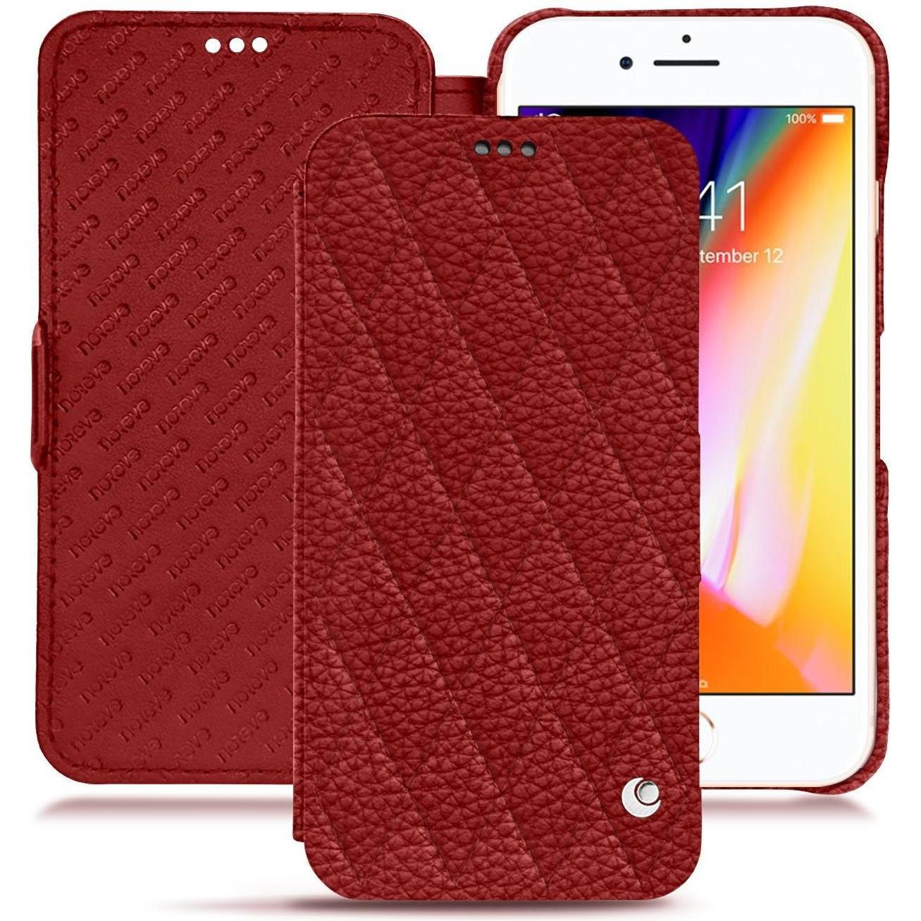 Noreve Lederschutzhülle horizontal (Apple iPhone 8), Smartphone Hülle, Rot