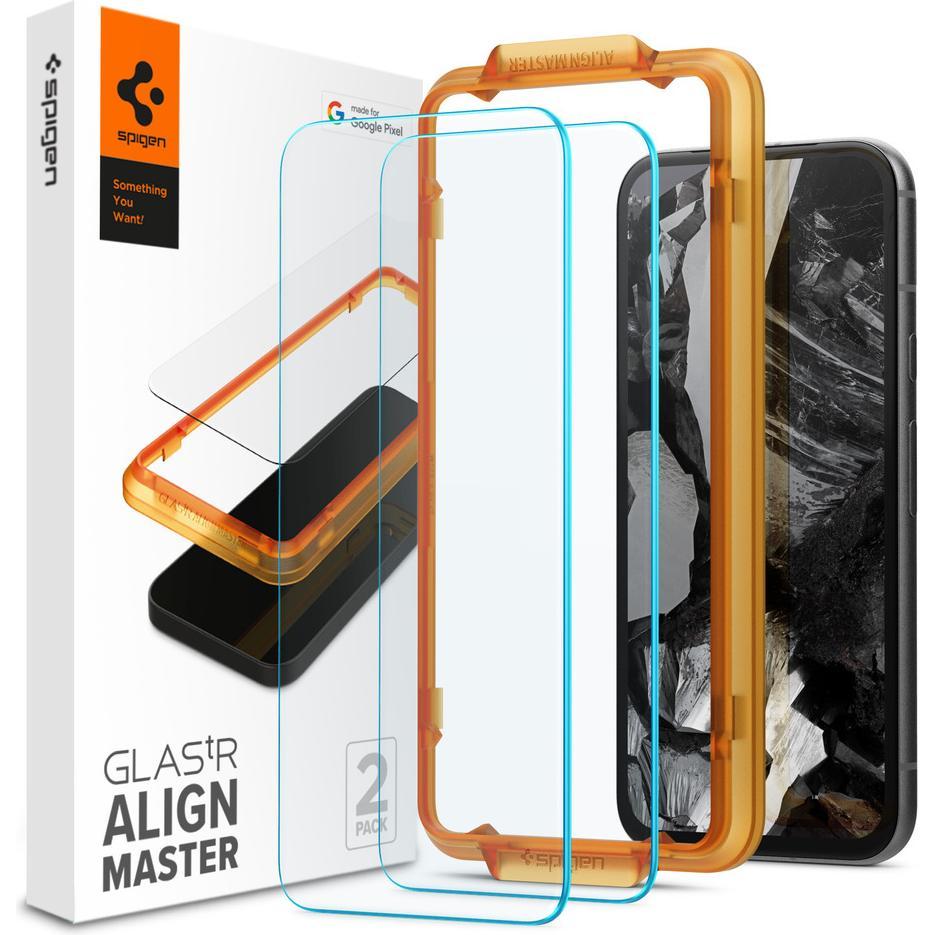 Spigen GLAS.tR Align Master (2 Stück, Google Pixel 8a), Smartphone Schutzfolie, Transparent