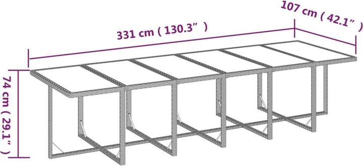 Produktbild vidaXL Garten Essgruppe (331 x 107 x 74 cm)
