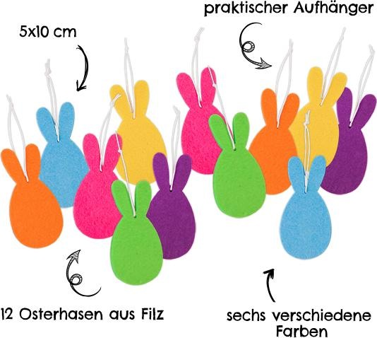 Immagine prodotto Papierdrachen Coniglietti di feltro di Pasqua (12 x)