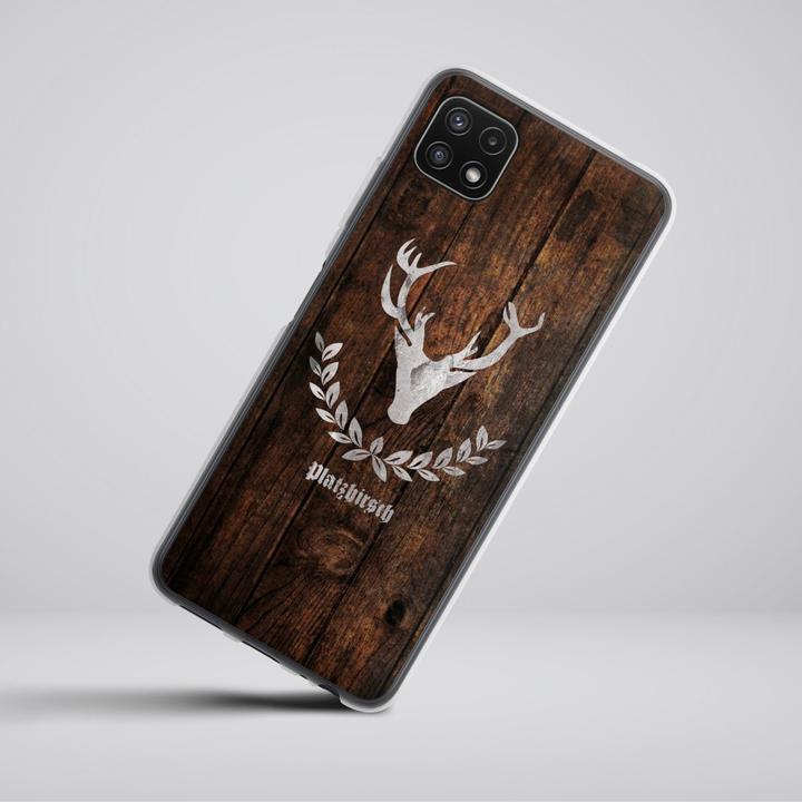 Produktbild DeinDesign Silikon Hülle für Samsung Galaxy A22 5G Handyhülle Case Smartphone Schutzhülle Hirsch Holz (Samsung Galaxy A22 5G)