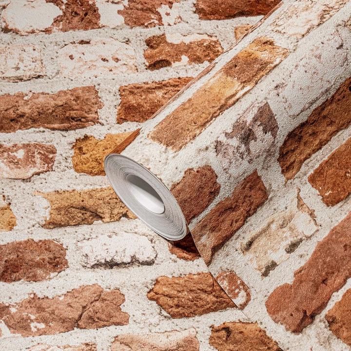 Actual product image A.S. Création Stone wallpaper wallpaper stone look 3D non-woven wallpaper brick red beige for living room