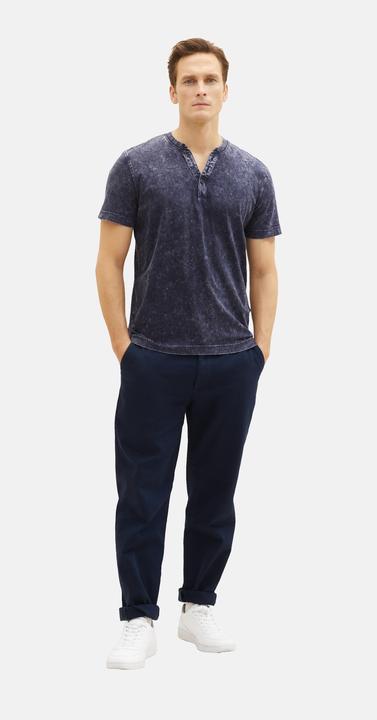 Produktbild Tom Tailor T-Shirt Kurzarmshirt mit Henley-Ausschnitt und ausgewaschener Optik (XL)