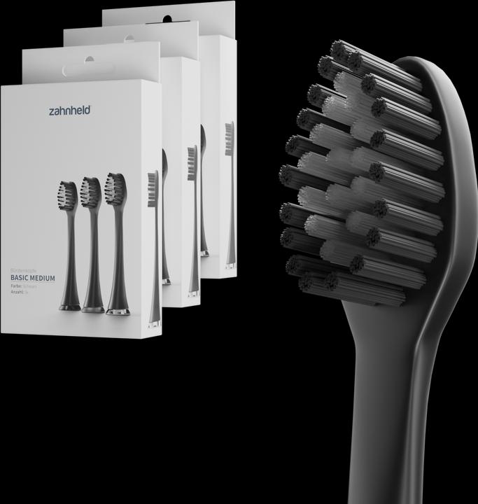 Produktbild Zahnheld Bürstenkopf Basic Medium 9x Schwarz (9 x)