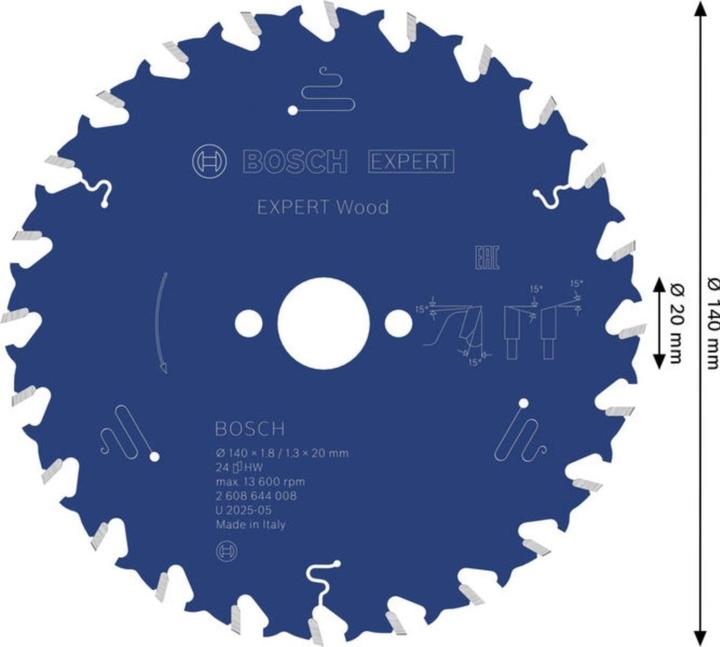 Actual product image Bosch Professional Zubehör Circular saw blade Expert for Wood, 140 x 20 x 1.8 mm, 24