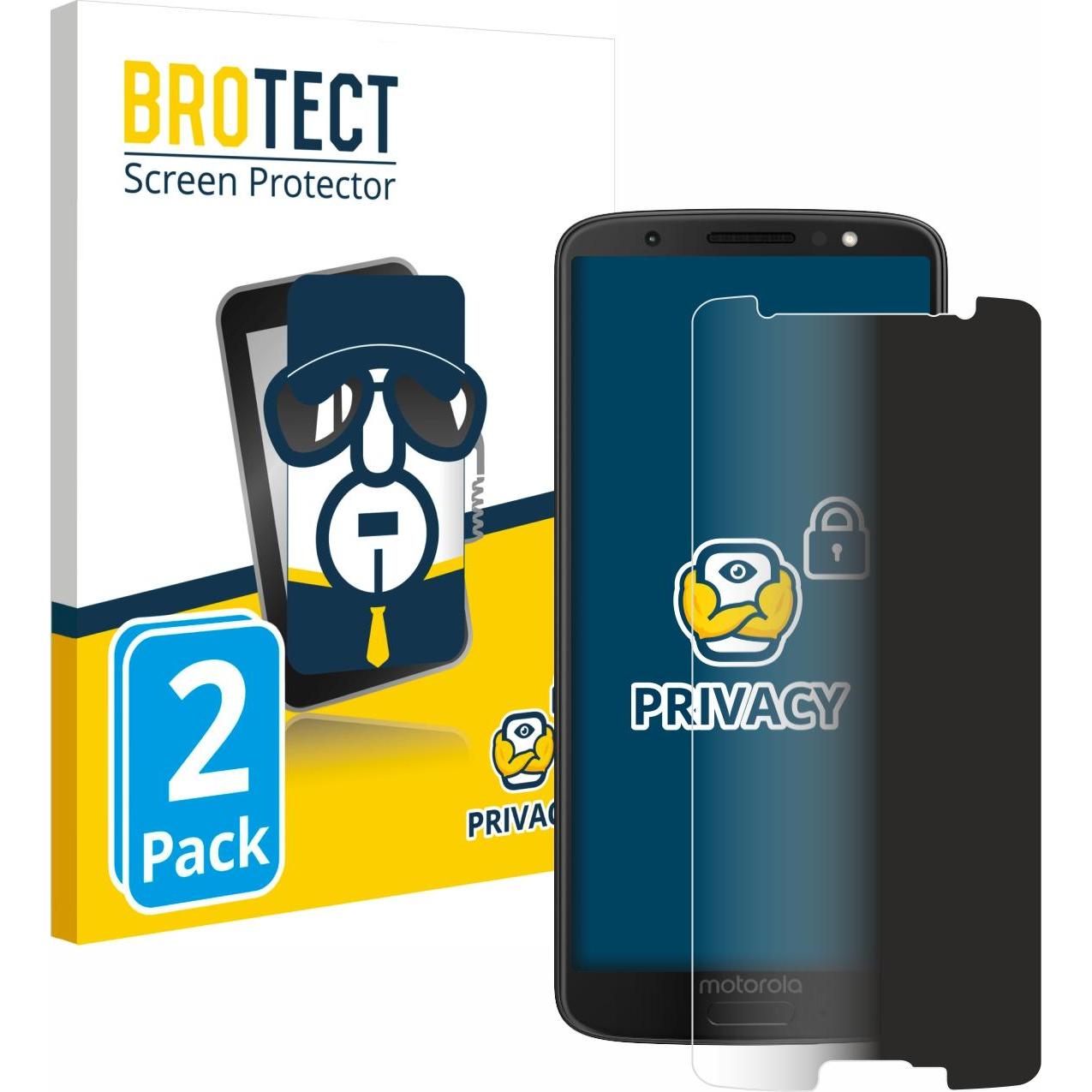 BROTECT Sichtschutzfolie Anti-Spy Privacy Folie Blaulicht-Schutz (2 Stück, Motorola Moto G6), Smartphone Schutzfolie, Bl...