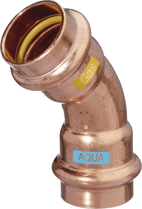 Produktbild Magni HS Bogen V-Press Copper AQUAGAS 42x42mm, 45Grad, I/I