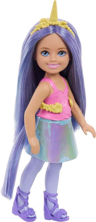 Actual product image Barbie Chelsea Unicorn Small Doll with Purple Hair, Removable Tail, Shoes & Hair Accessory, 6-inch