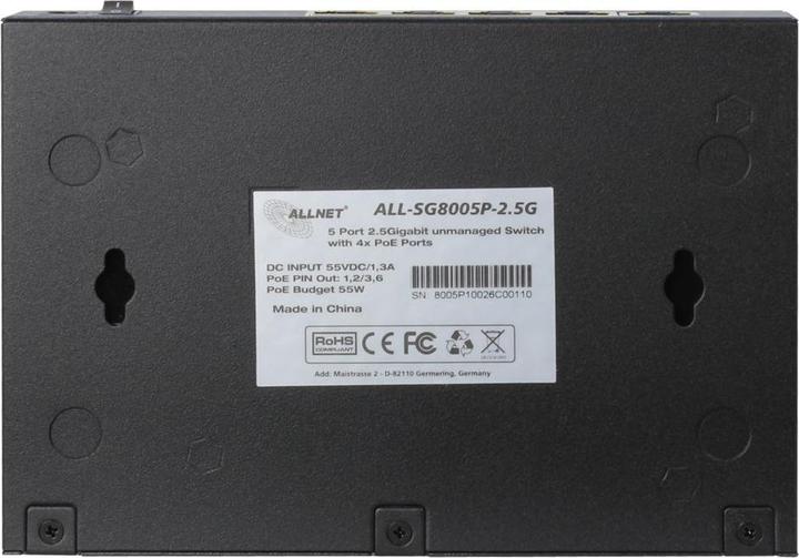Immagine prodotto Allnet Switch non gestito a 5 porte 2.5GBit / 5x PoE / 1x LAN | Fanless / "ALL-SG8005P-2.5G" (5 porte)