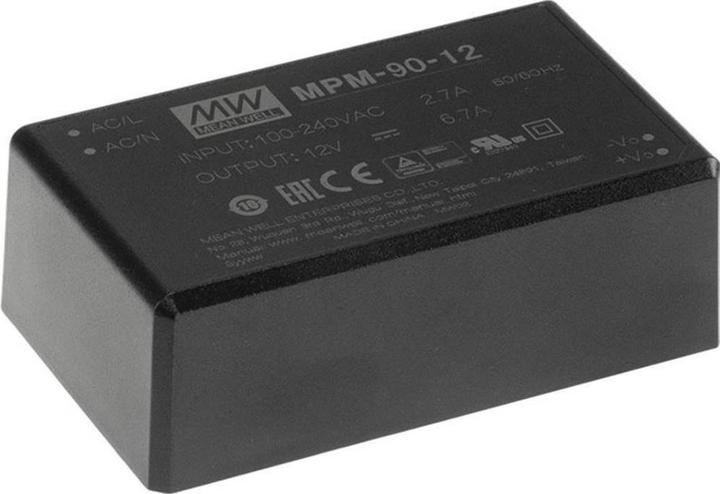 Produktbild MeanWell MPM-90-12 Netzteil & Spannungsumwandler Indoor 90 W Schwarz