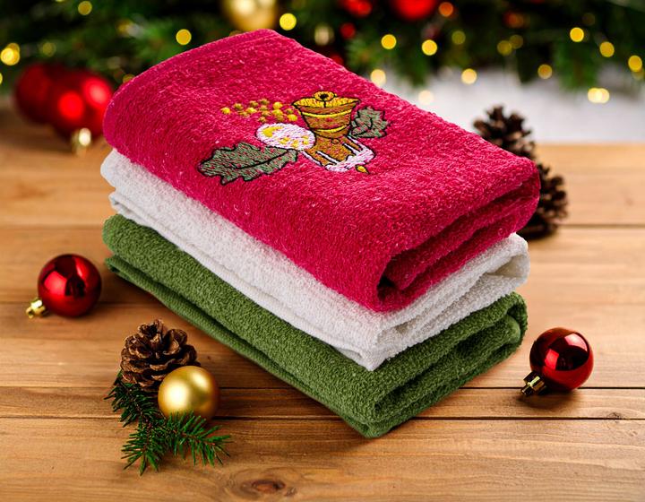 Produktbild L'essentiel Xmas Red Light Green White Wash Towel Set 3 Pieces (30 x 50 cm)