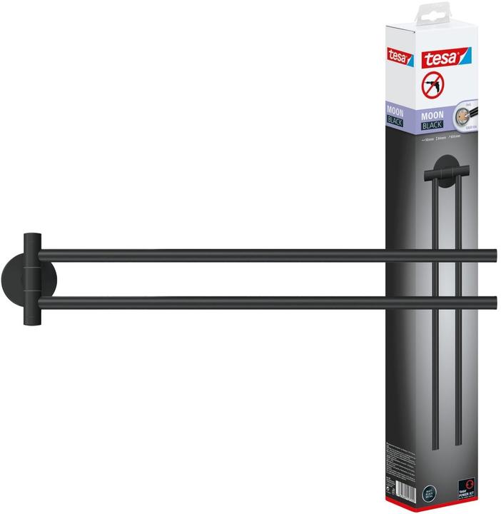 Immagine prodotto tesa MOON BLACK portasalviette a due bracci con soluzione adesiva senza forare