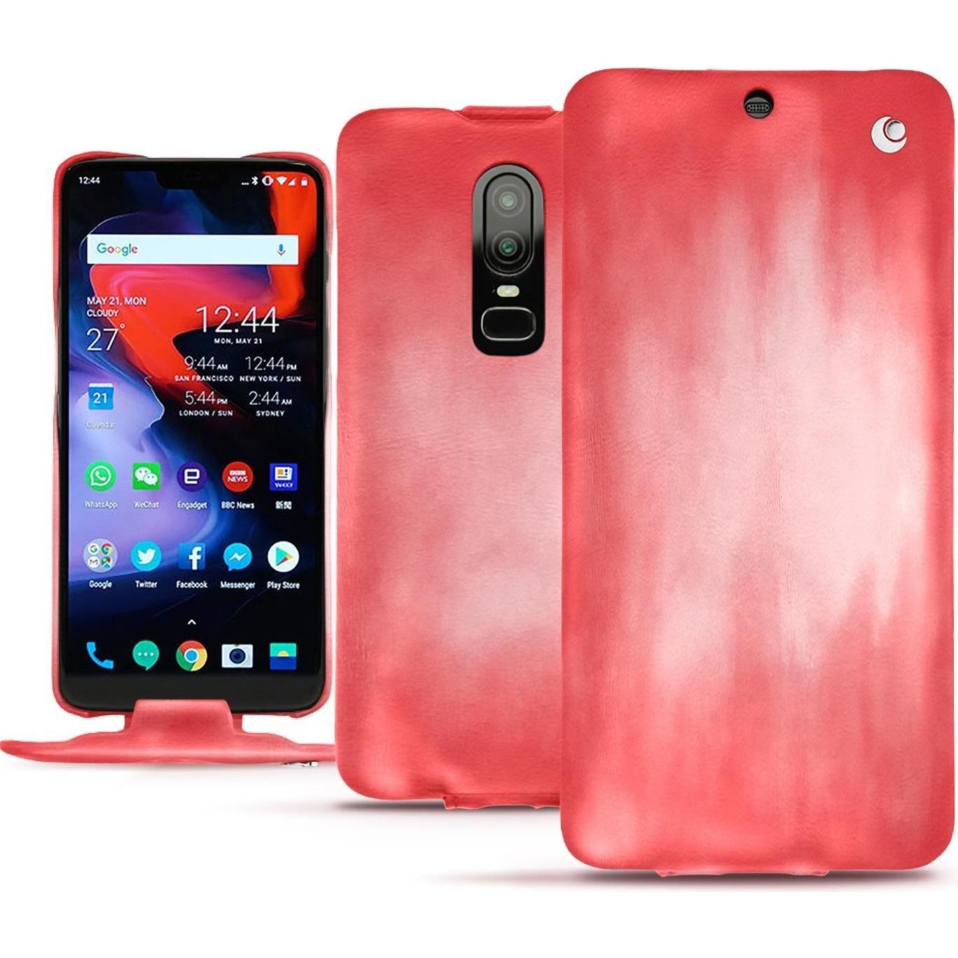 Noreve Lederschutzhülle vertikal (OnePlus 6), Smartphone Hülle, Rosa