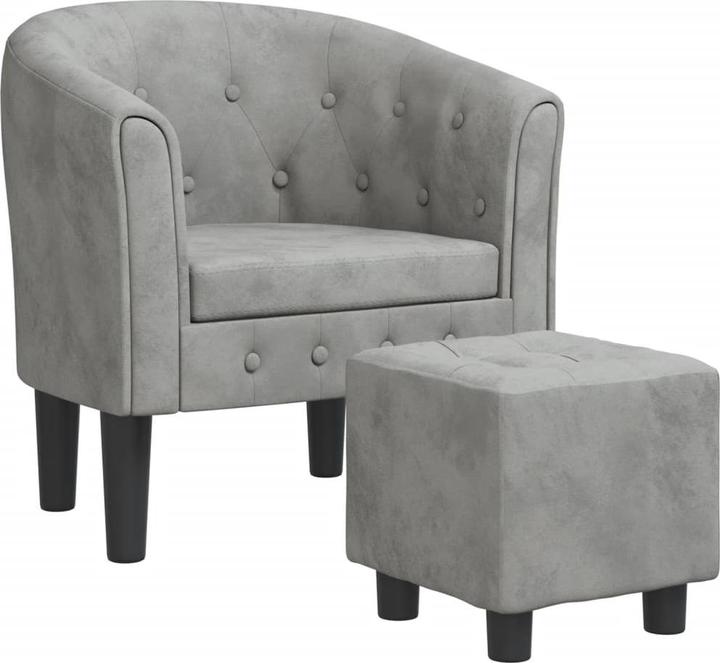 Produktbild vidaXL Clubsessel mit Fusshocker Hellgrau Samt,Farbe