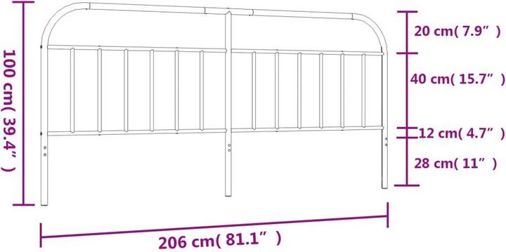 Actual product image vidaXL Kopfteil Metall Weiss 200 cm, Farbe: Weiss (206 x 3 x 100 cm)