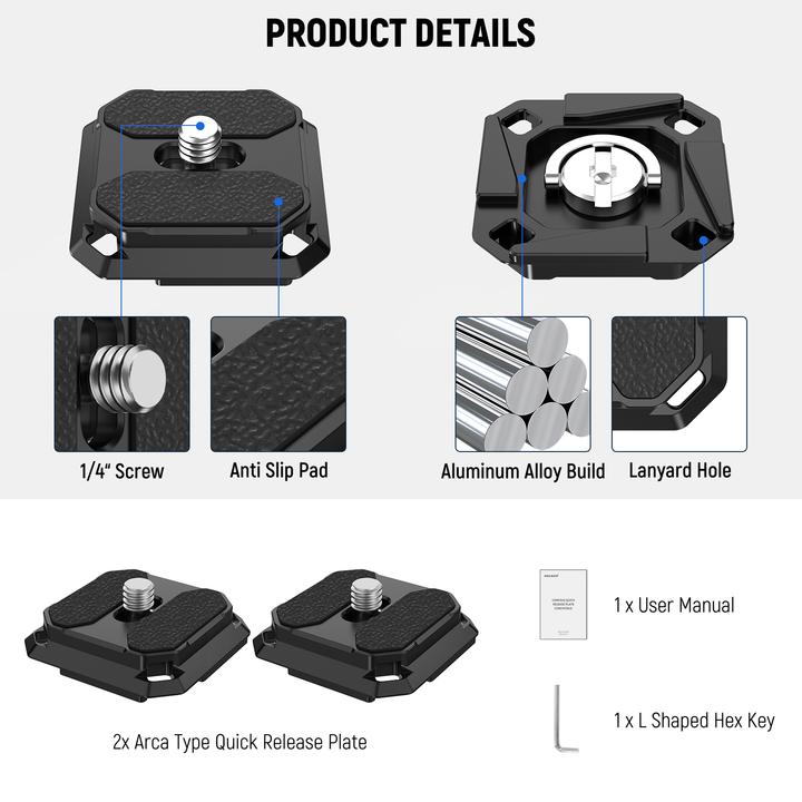 Actual product image Neewer Cameras Quick Release Plate Compatible With Peak Design (Tripod quick-release plate)