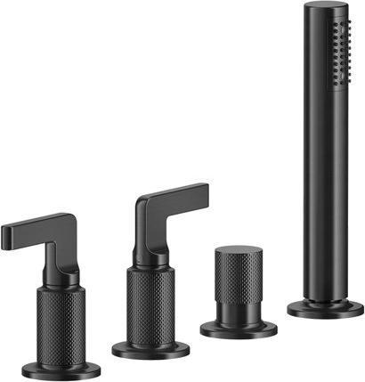 Gessi Inciso- 2-Hebel-Griff-4-Loch-Wannenrand-Armatur, separater automatischer Umsteller für Wannen