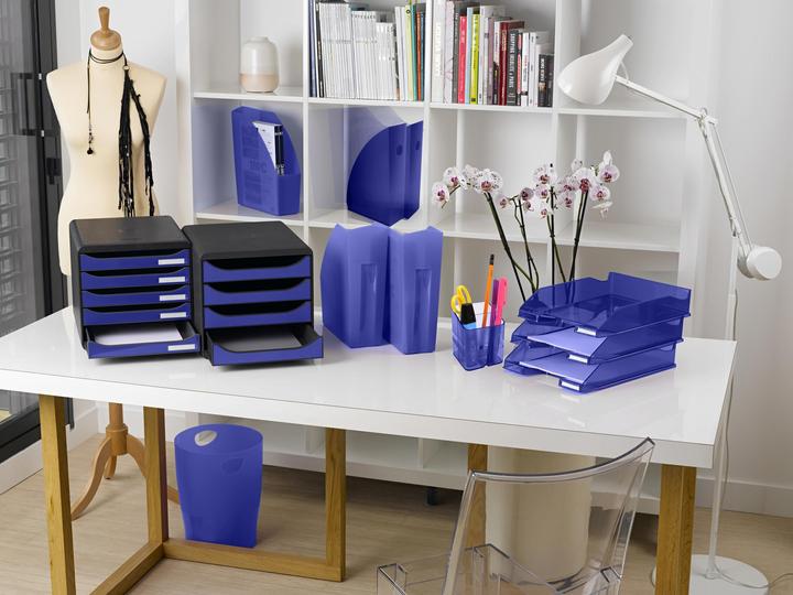 Image du produit Exacompta Boîte à tiroirs Big Box 4 tiroirs, Noir / Bleu royal (A4+)