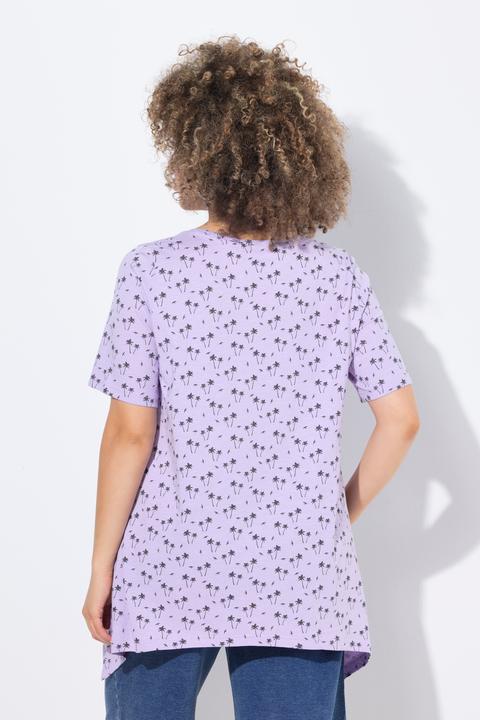 Actual product image Ulla Popken Palm Tree Print Pointed Hem Tee (58)